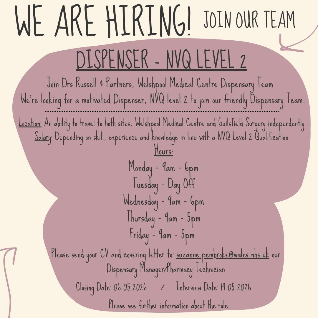 We are Hiring - Dispenser 